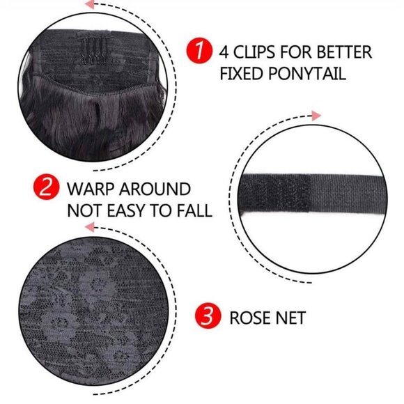 Long Ponytail Extension Wavy Curly 22" Straight Kinky Ponytail Bun Ponytail Clip - Picture 5 of 10